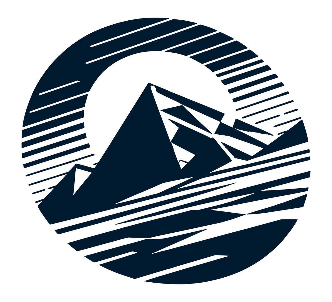A mountain with a sun on a white. vector