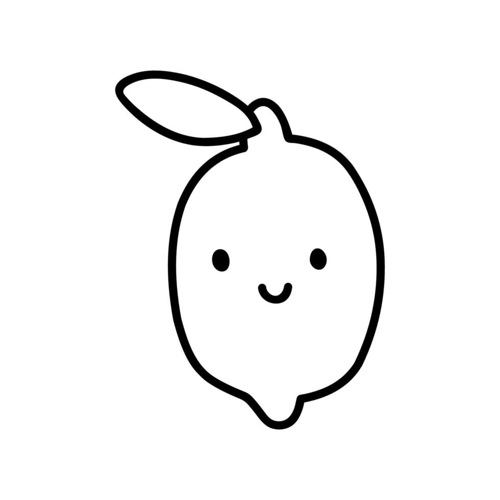 Kawaii lemon isolated on a white background. hand-drawn illustration in doodle style. Perfect for cards, decorations, logo, various designs. vector