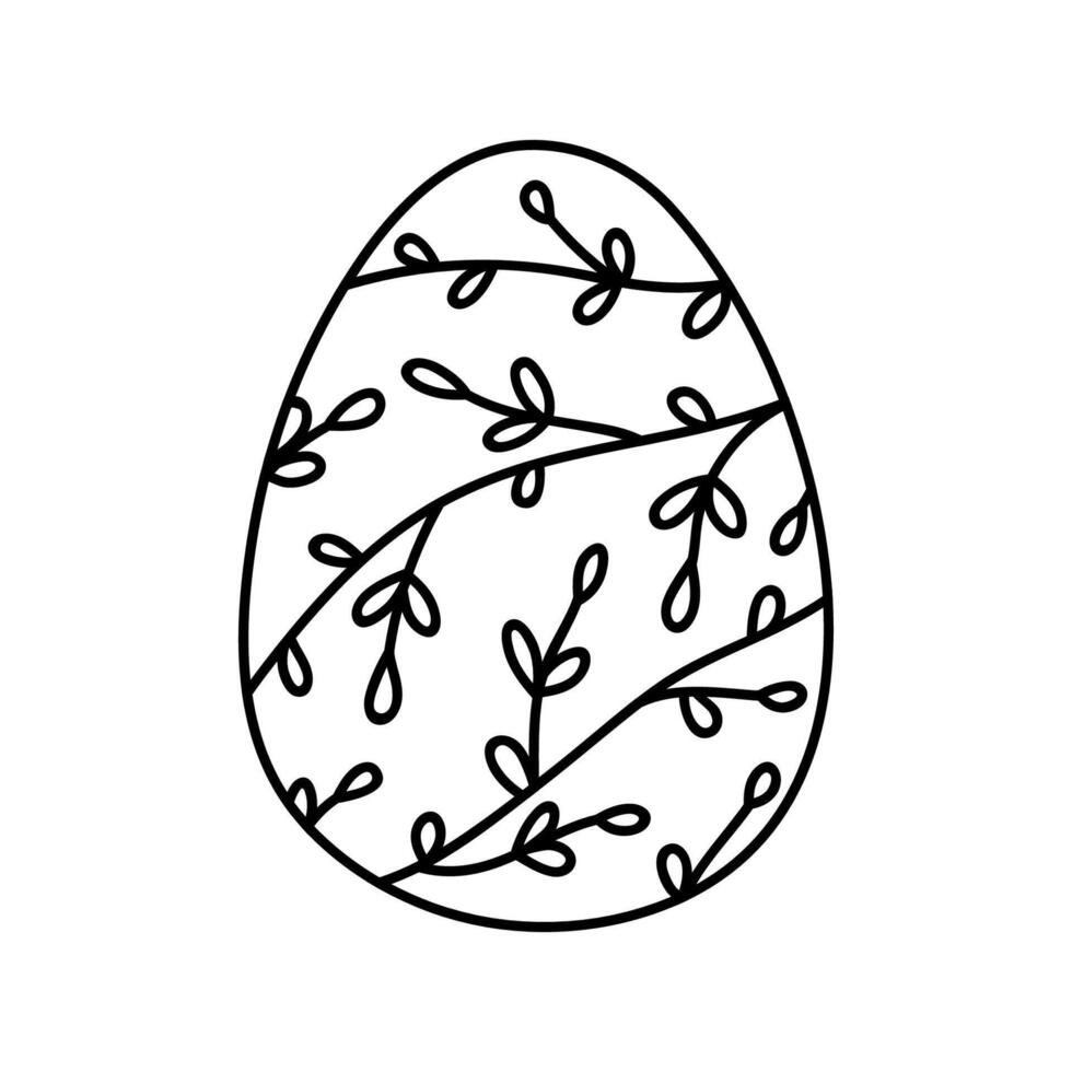 Decorated Easter egg isolated on a white background. hand-drawn illustration in doodle style. Perfect for holiday designs, cards, logo, decorations. vector