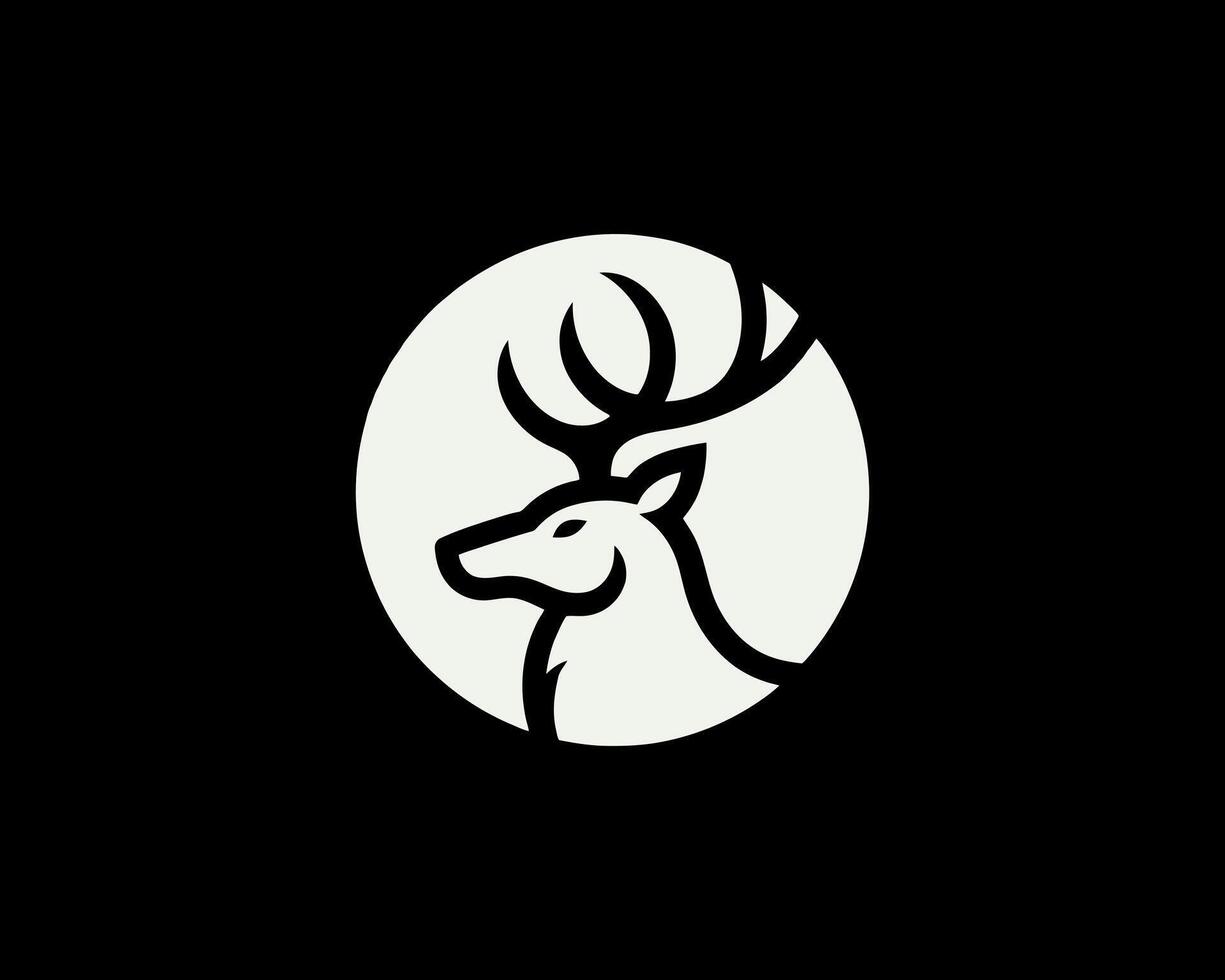 A deer head in a circle on a black background vector