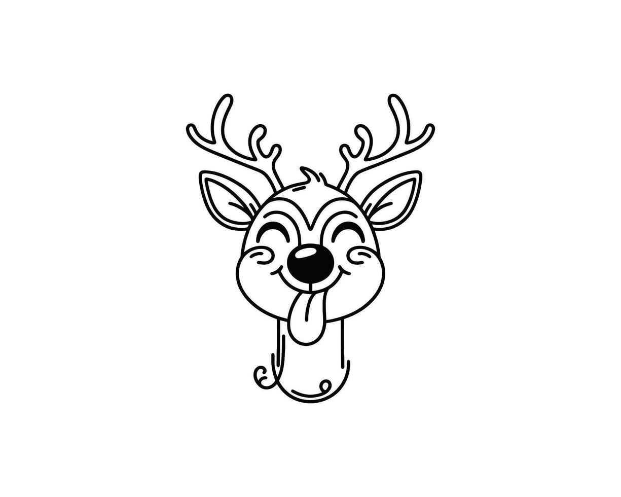 A black and white drawing of a deer head vector
