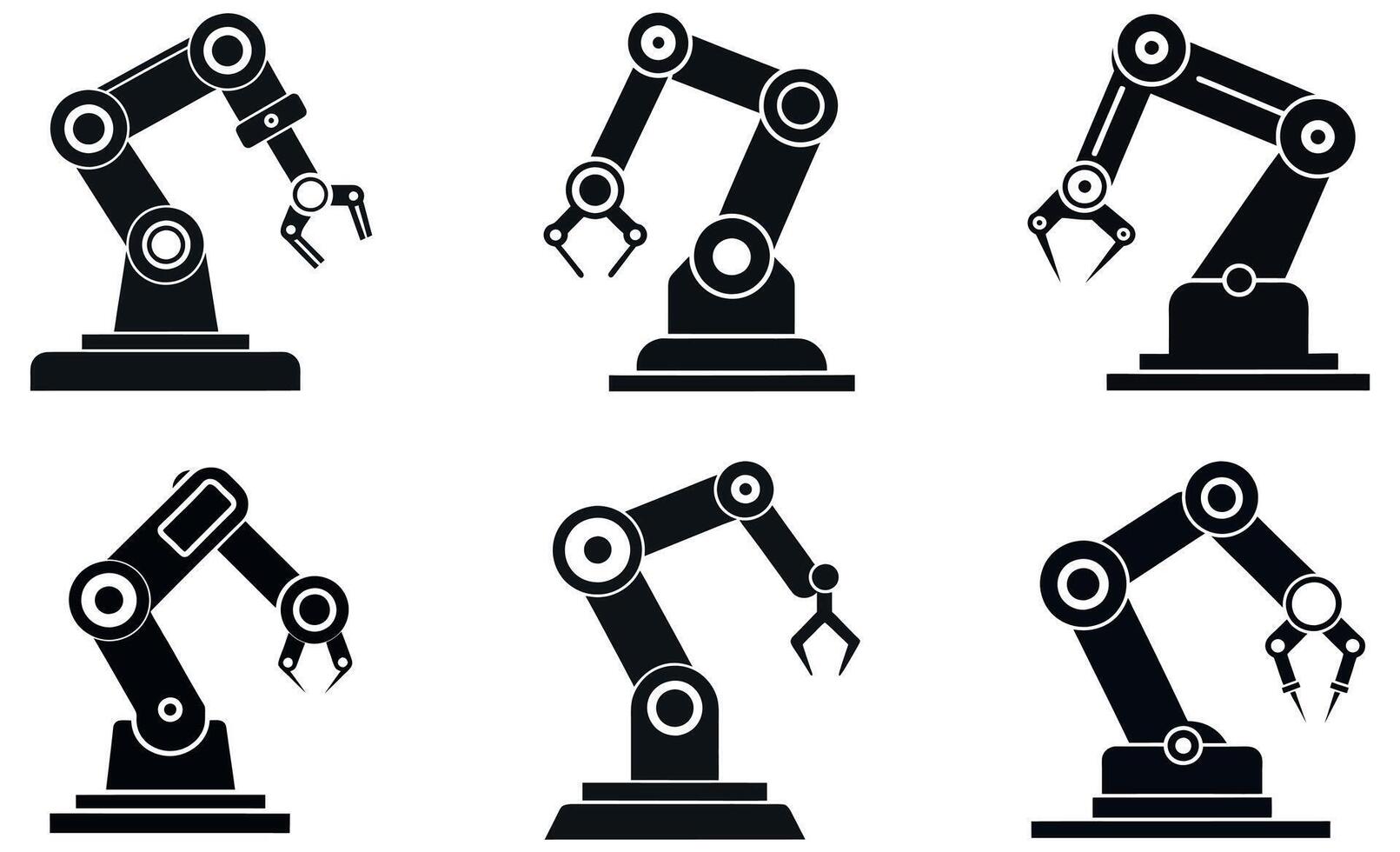 robotic arms in various positions design vector