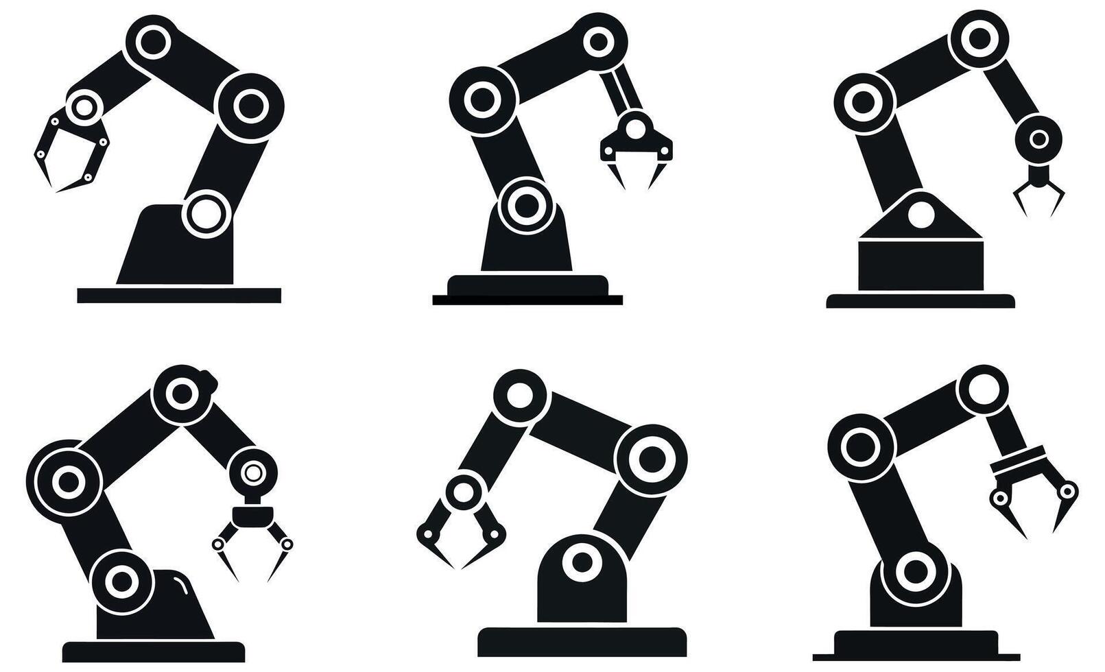 robotic arms in various positions vector