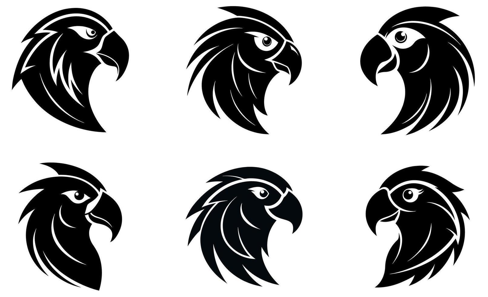 black and white silhouette images of parrot vector