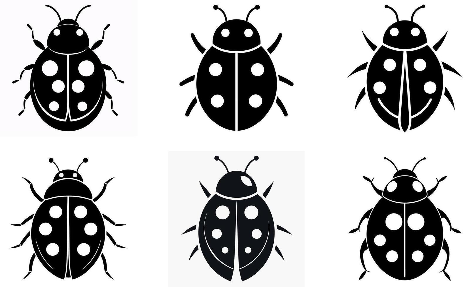 Ladybug Silhouette icon Set vector
