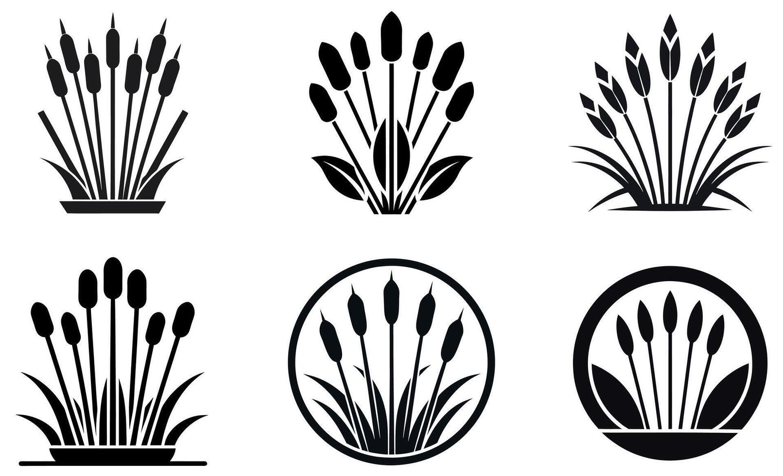 Illustrations of Cattails and Grasses vector