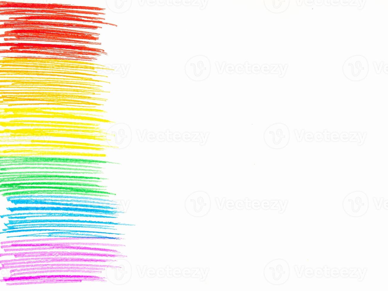 Rainbow painted on white background with copy space for text photo