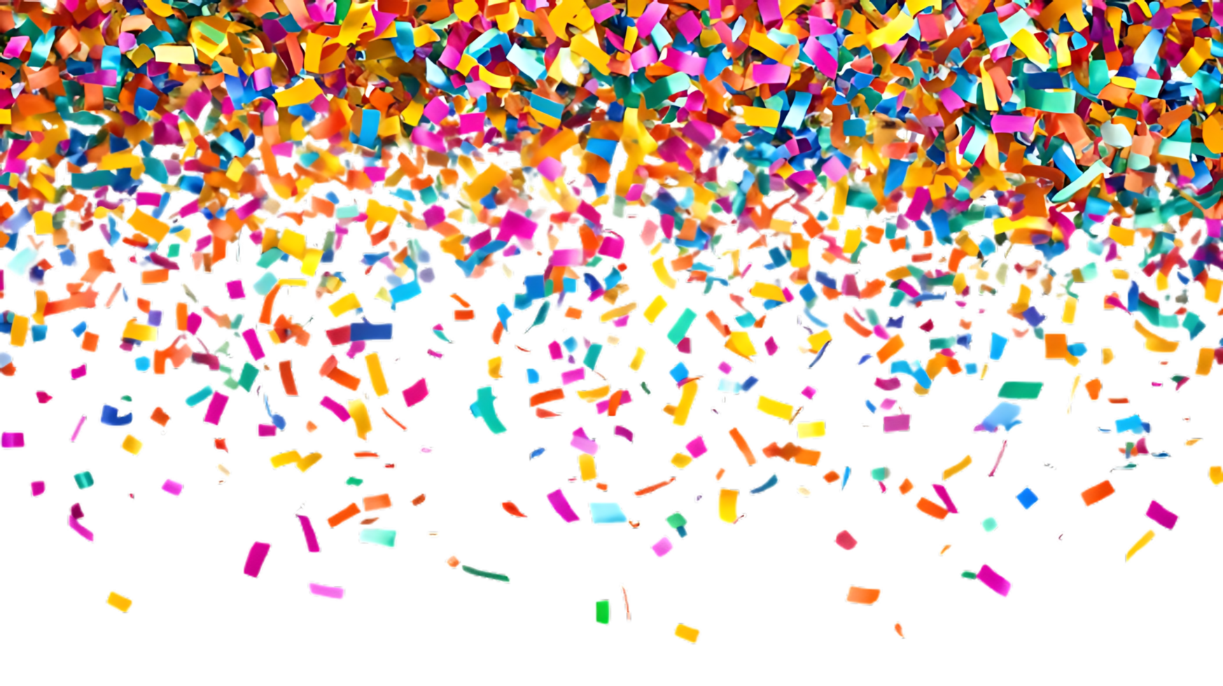 Vibrant confetti background for celebration designs against a transparent background. png