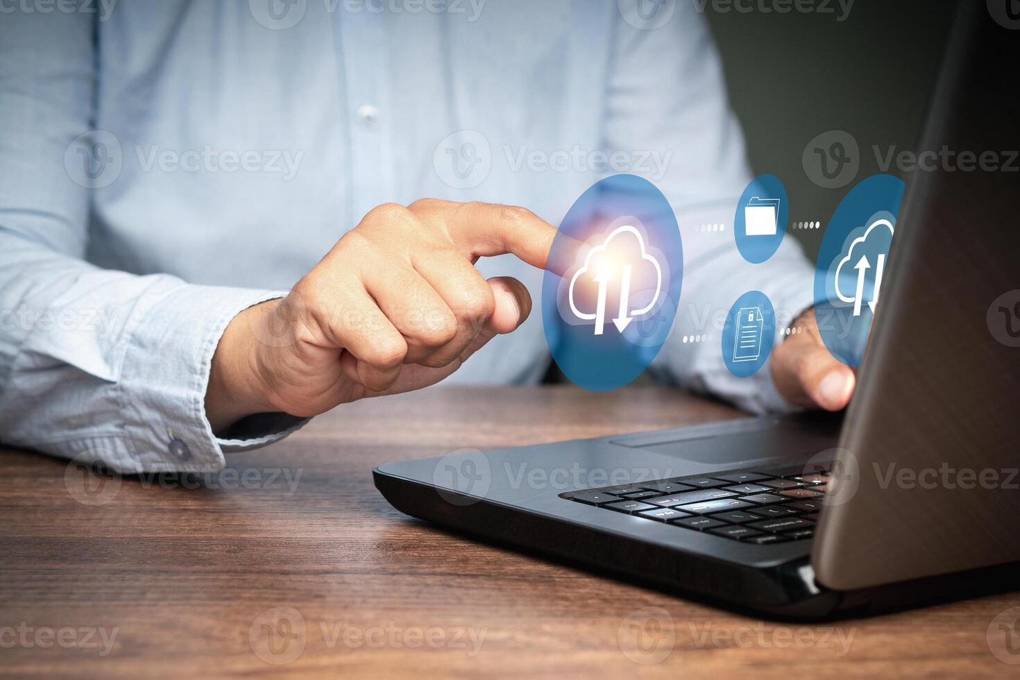 Exchange information and data with internet cloud technology photo