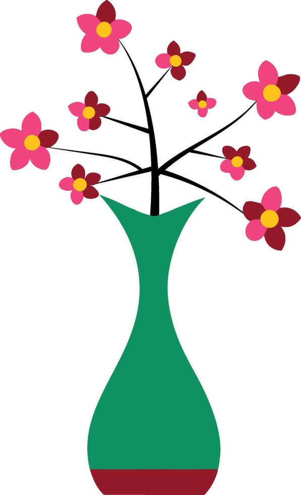 A Colorful and Beautiful Flower Tree With Vase Illustration vector
