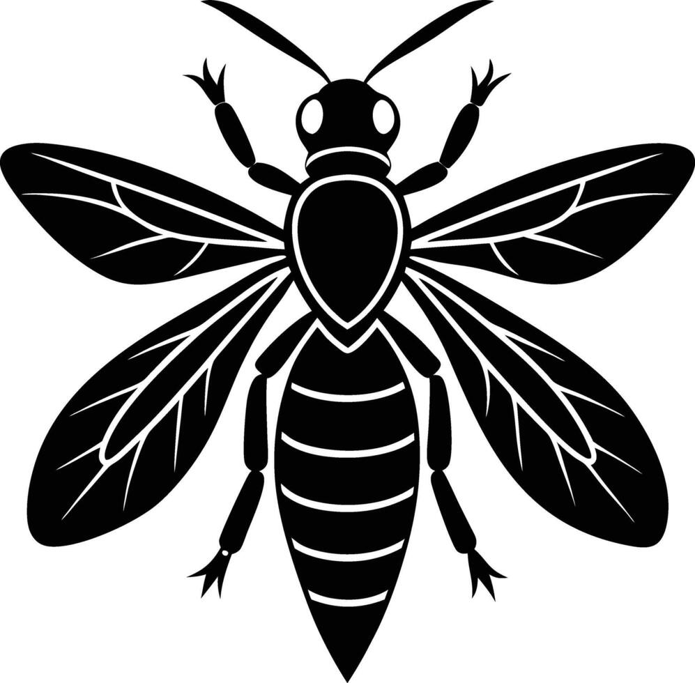 silhouette illustration of insect Wasp vector