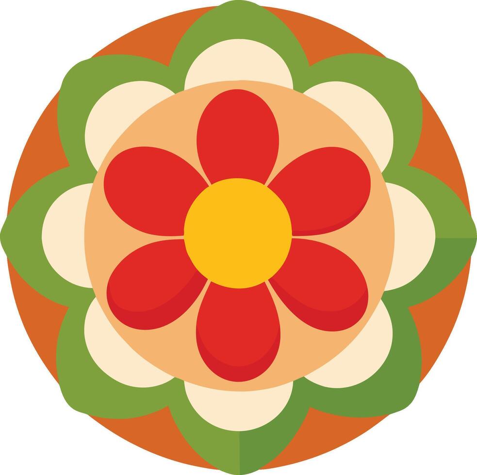 A Colorful plate shaped like a flower with edible petals illustration vector