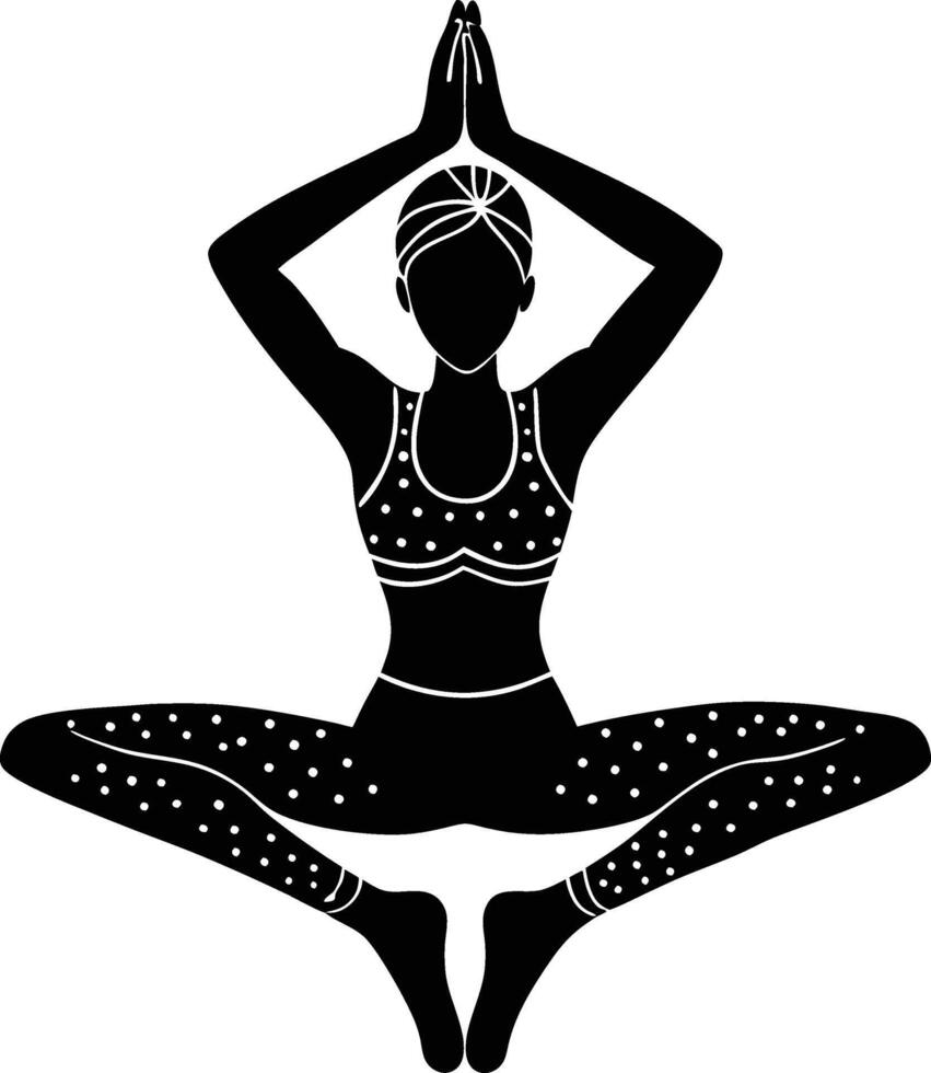 Elegant Yoga Pose Silhouette Illustration vector