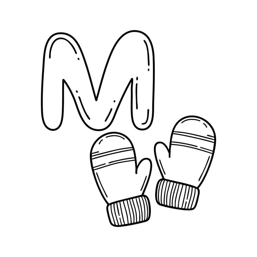 An Illustration of letter M stand for Mitten vector