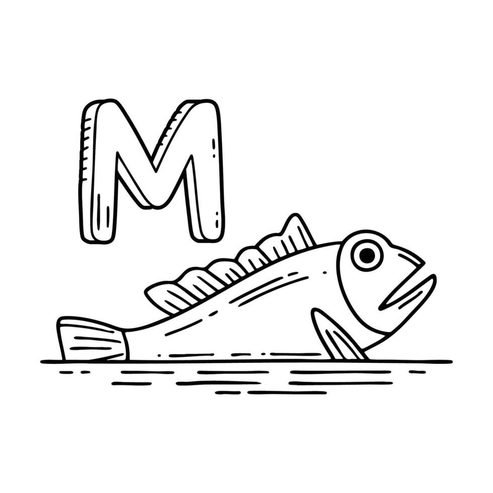 An Illustration of letter M stand for Mudskipper vector