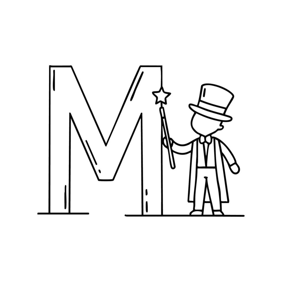 An Illustration of letter M stand for Magician vector