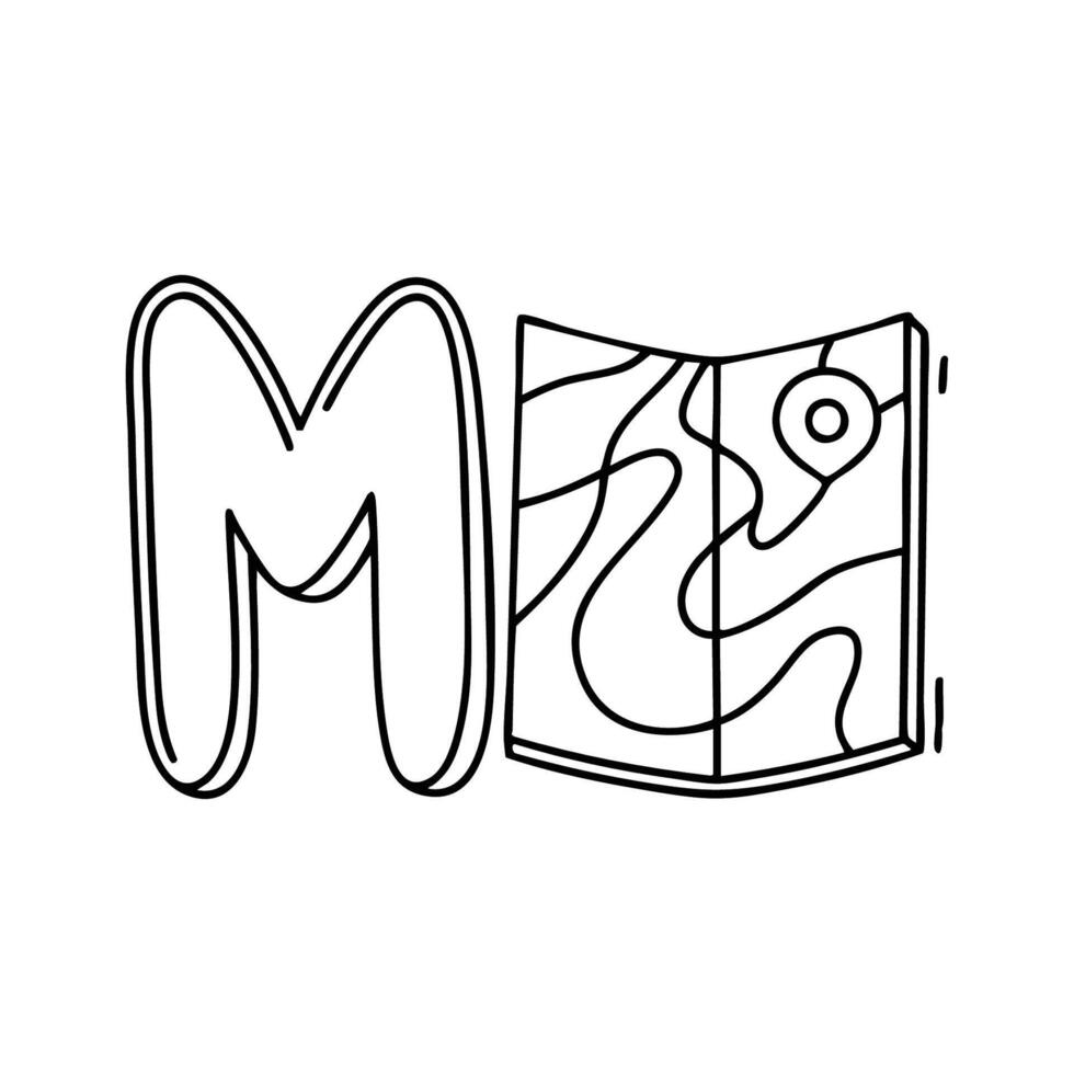 An Illustration of letter M stand for Map vector