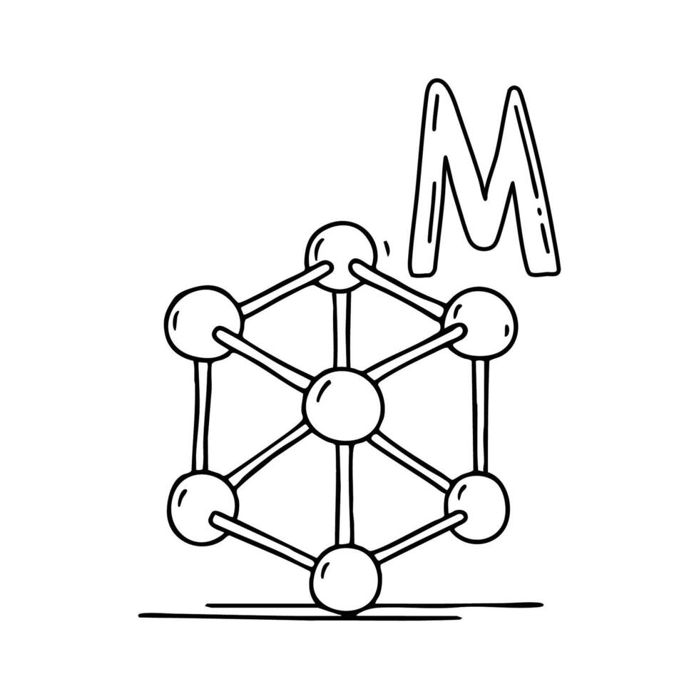 An Illustration of letter M stand for Molecule vector