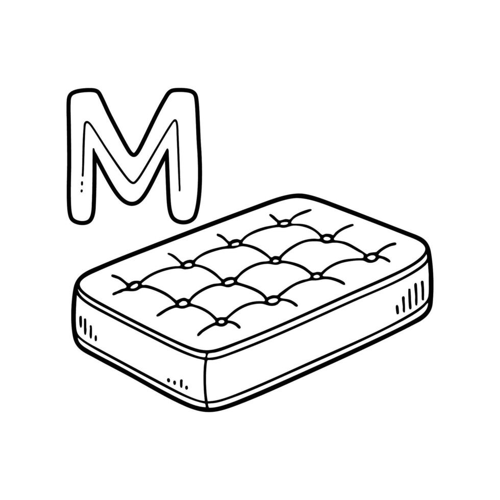 An Illustration of letter M stand for Mattress vector