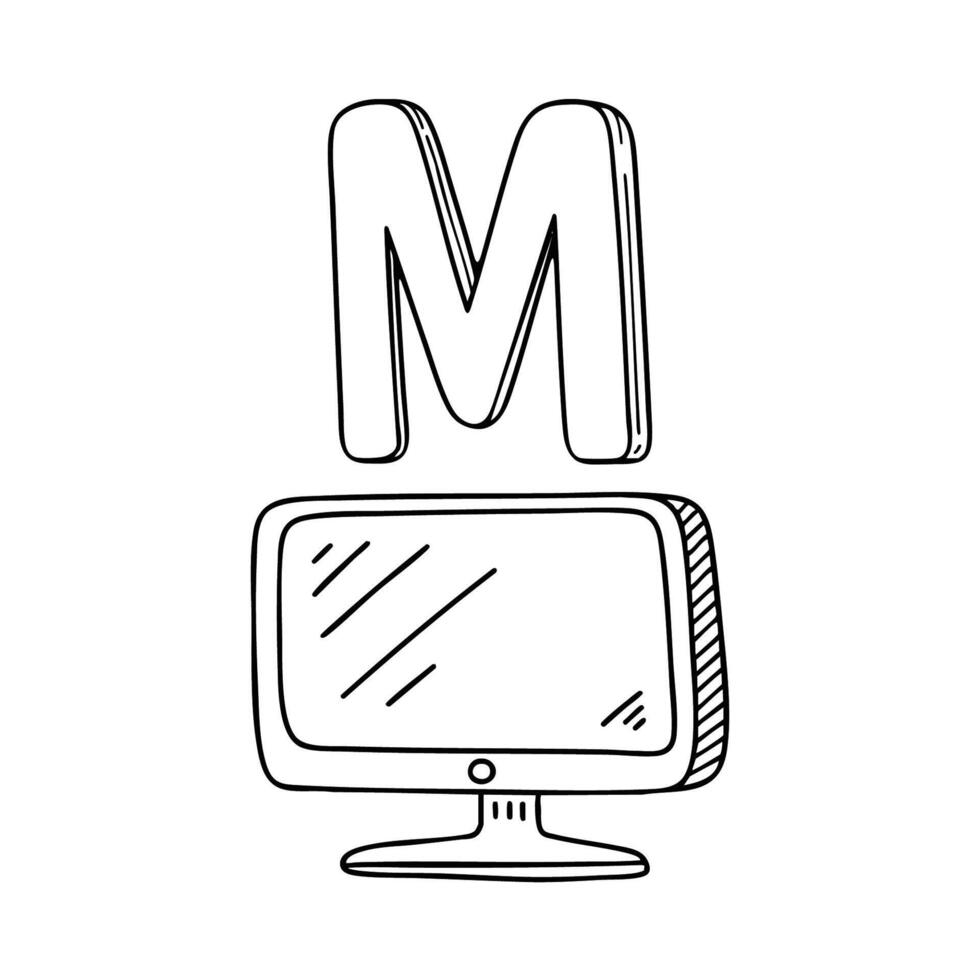 An Illustration of letter M stand for Monitor vector