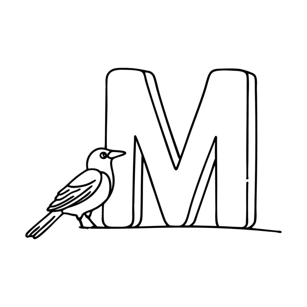 An Illustration of letter M stand for Magpie vector