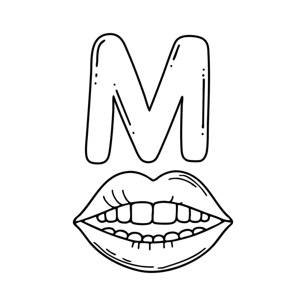 An Illustration of letter M stand for Mouth vector