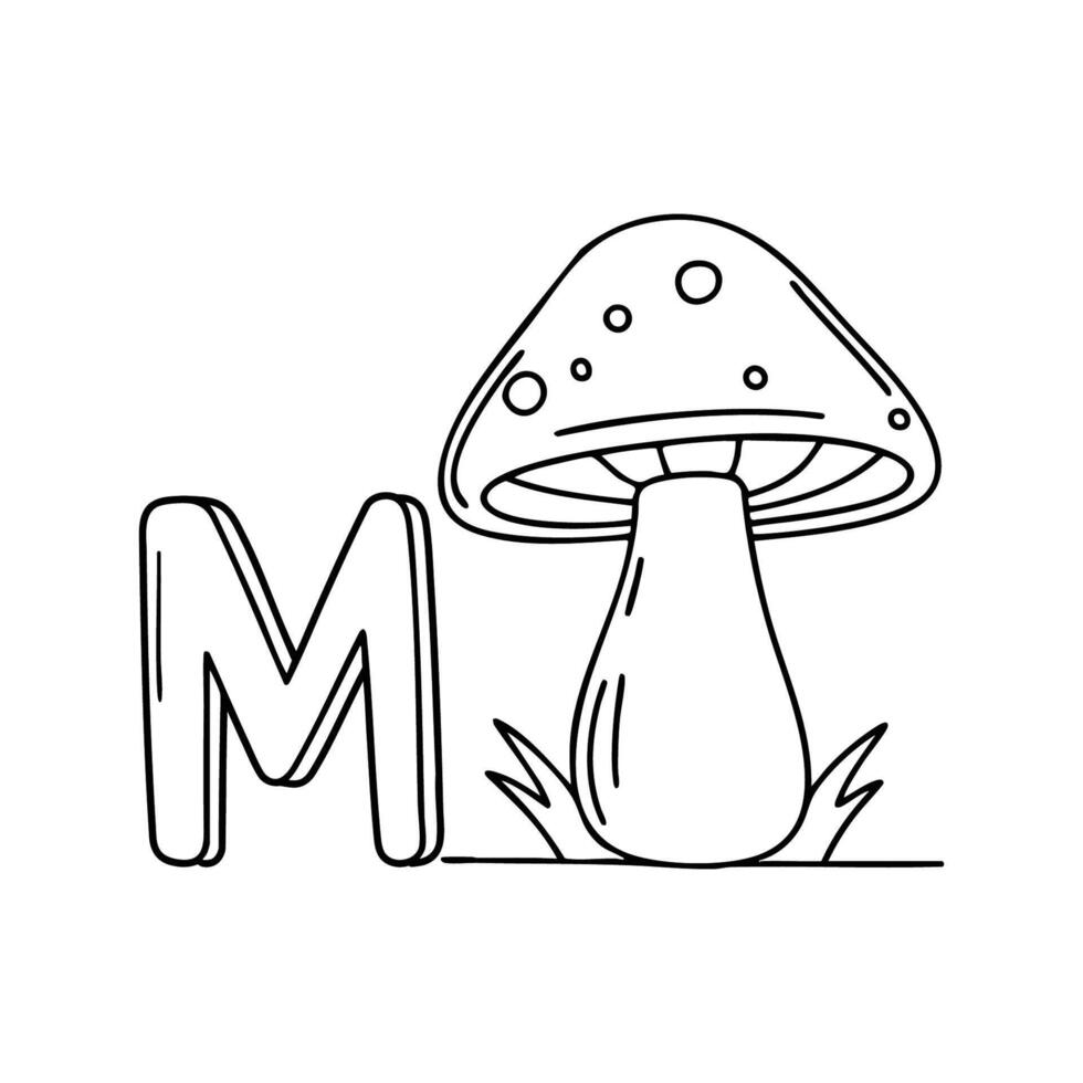 An Illustration of letter M stand for Mushroom vector