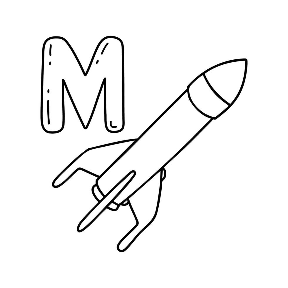 An Illustration of letter M stand for Missile vector