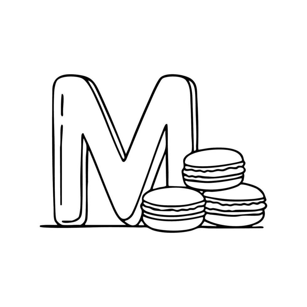 An Illustration of letter M stand for Macaron vector