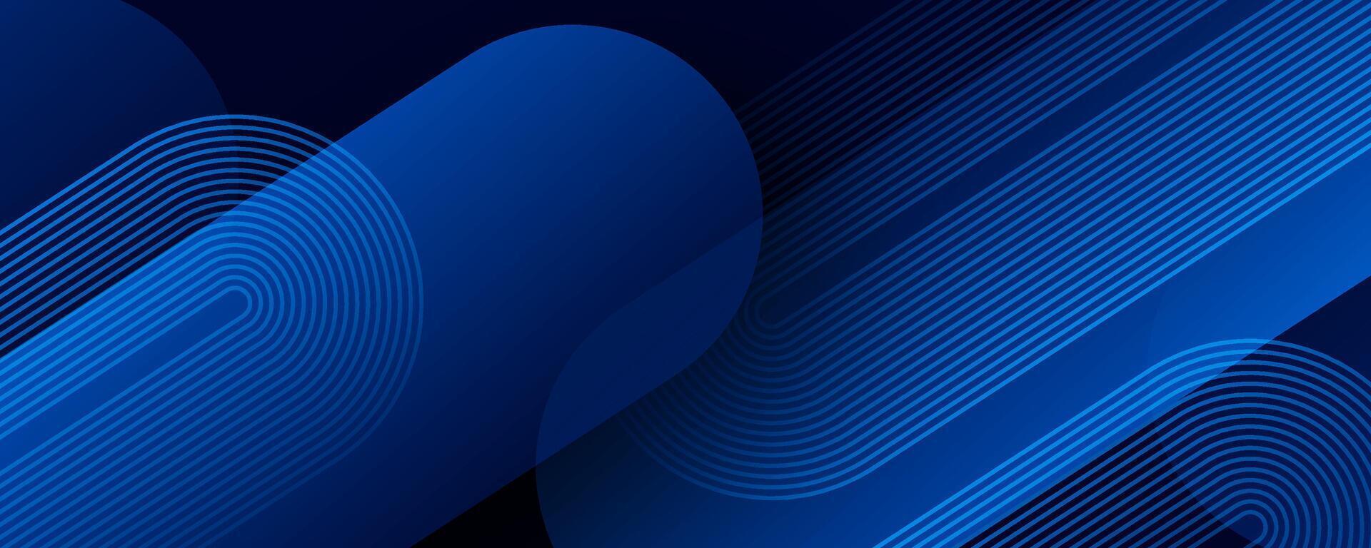 3D blue techno abstract background overlap layer on dark space with rounded lines effect decoration. Modern graphic design element stripes style concept for web banner, flyer, card, or brochure cover vector
