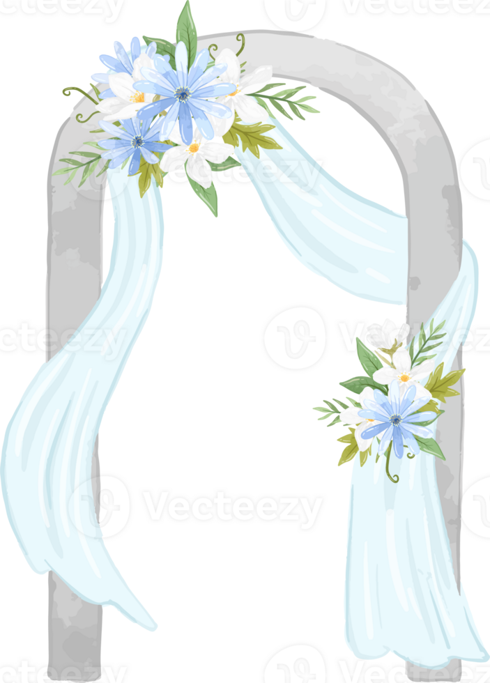 Serene Blue Wedding Arch with Flowers png