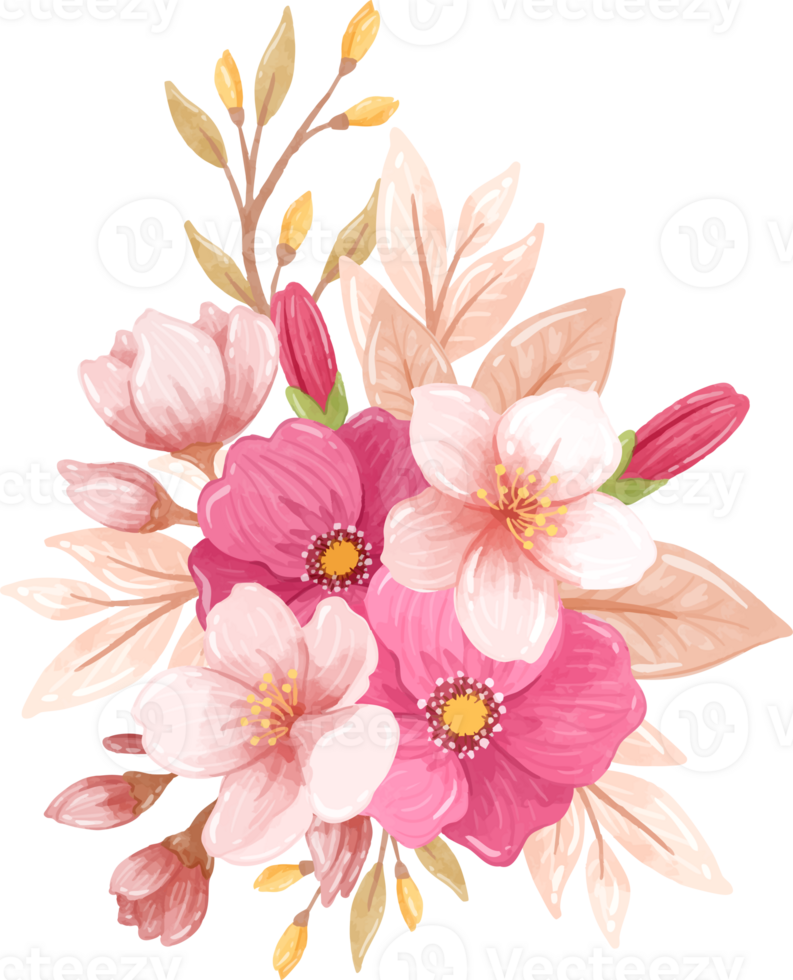 Delicate Soft Pink Watercolor Floral Swag Art png