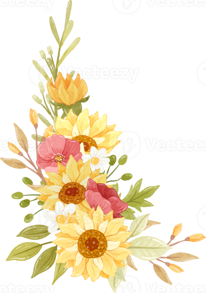 Warm Toned Watercolor Floral Swag Arrangement png