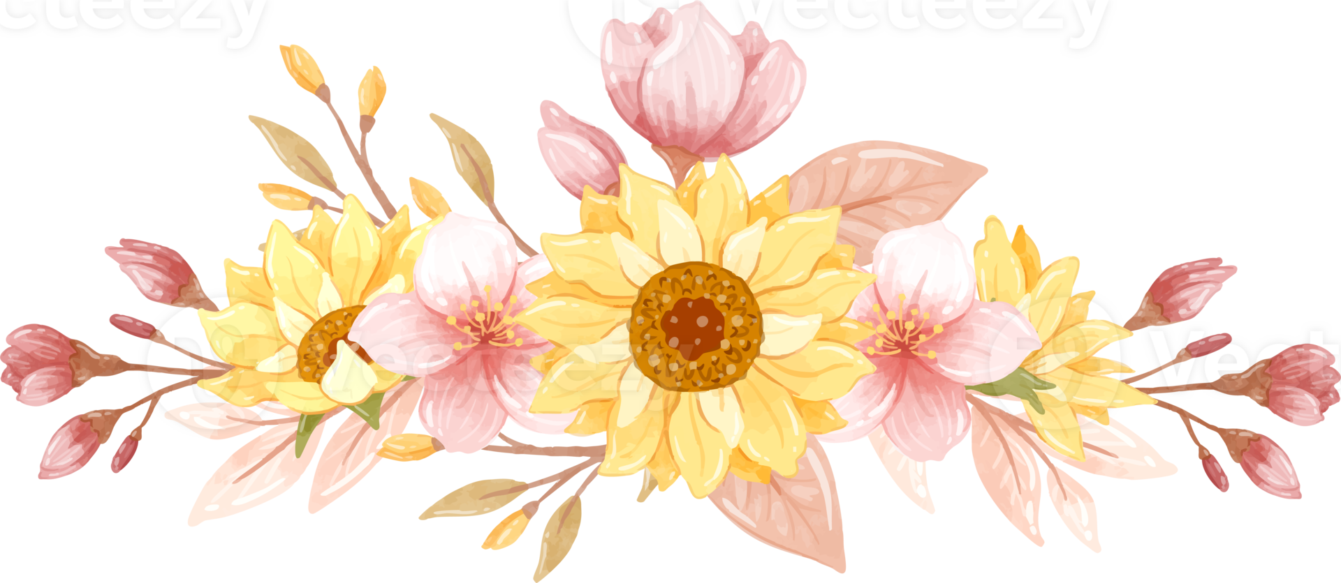 Autumn Toned Floral Swags in Watercolor png