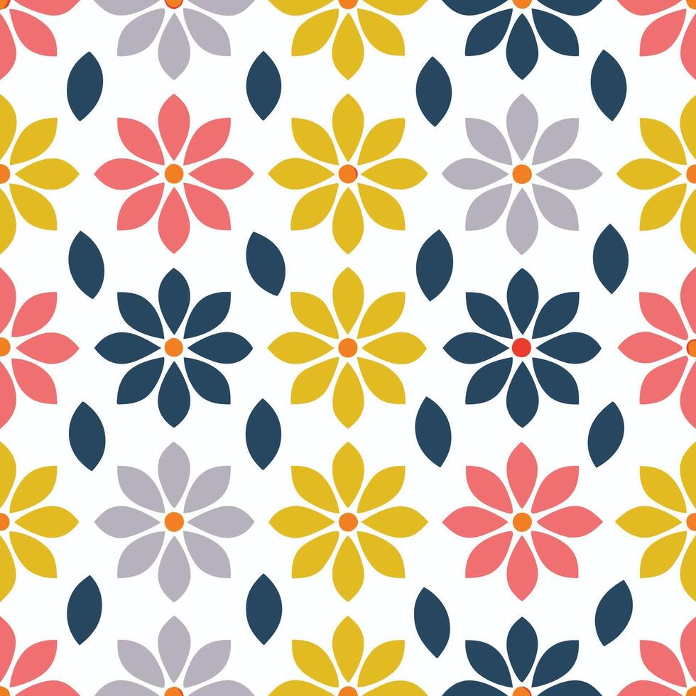 Delicate White Cherry Blossom Pattern on Deep Blue Background vector