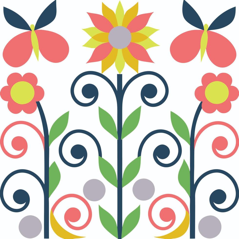 Classic Monochrome Floral Ornament Design vector