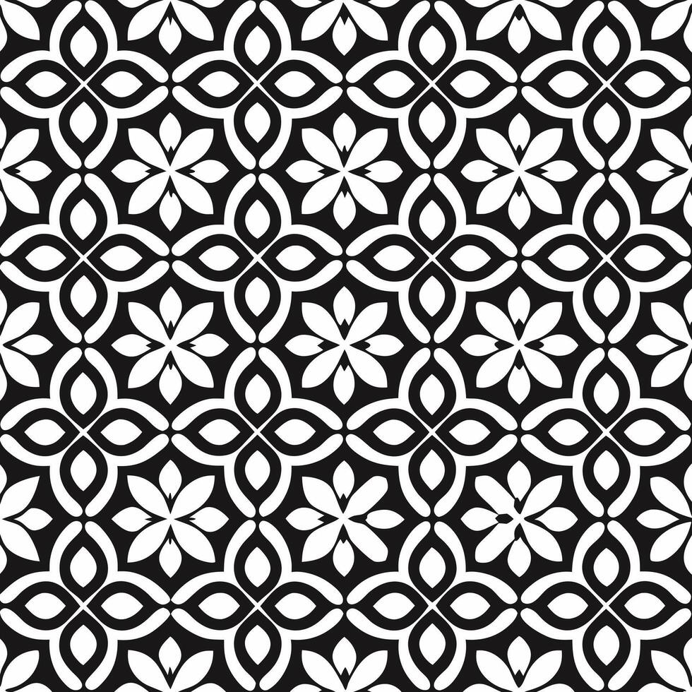 Intricate Black and White Floral Pattern with Repetition vector