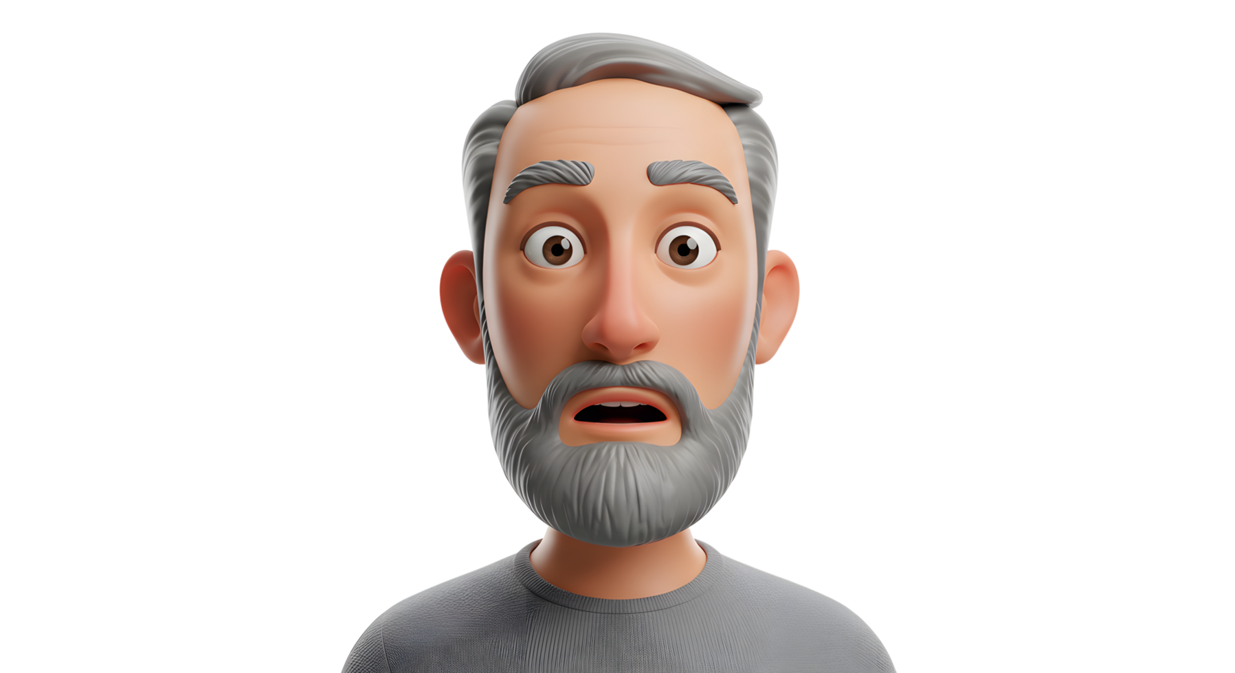 Surprised Expression of a Cartoon Character with Gray Beard png