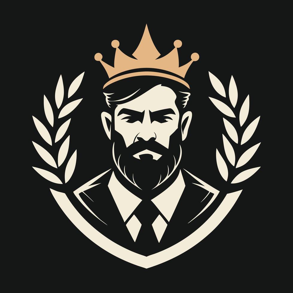 Elegant Royal Crown and Wreath Logo Design vector