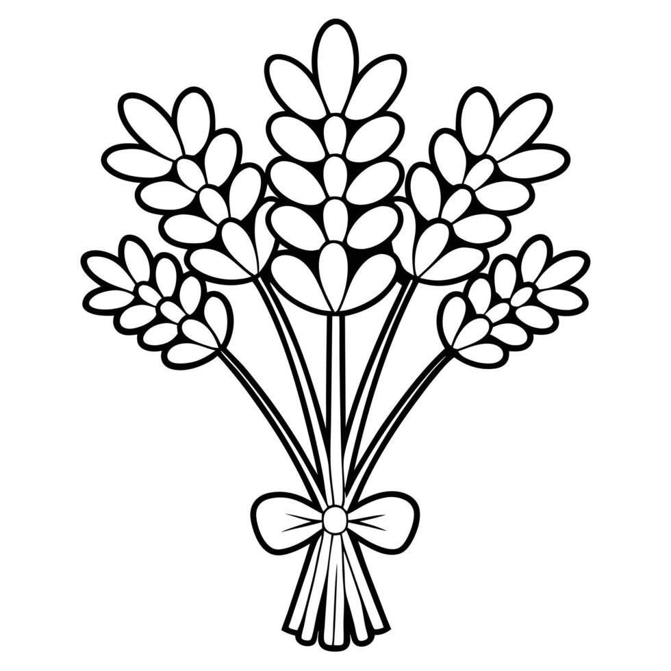 Minimalist Lavender Bouquet Design - Black and White Illustration vector
