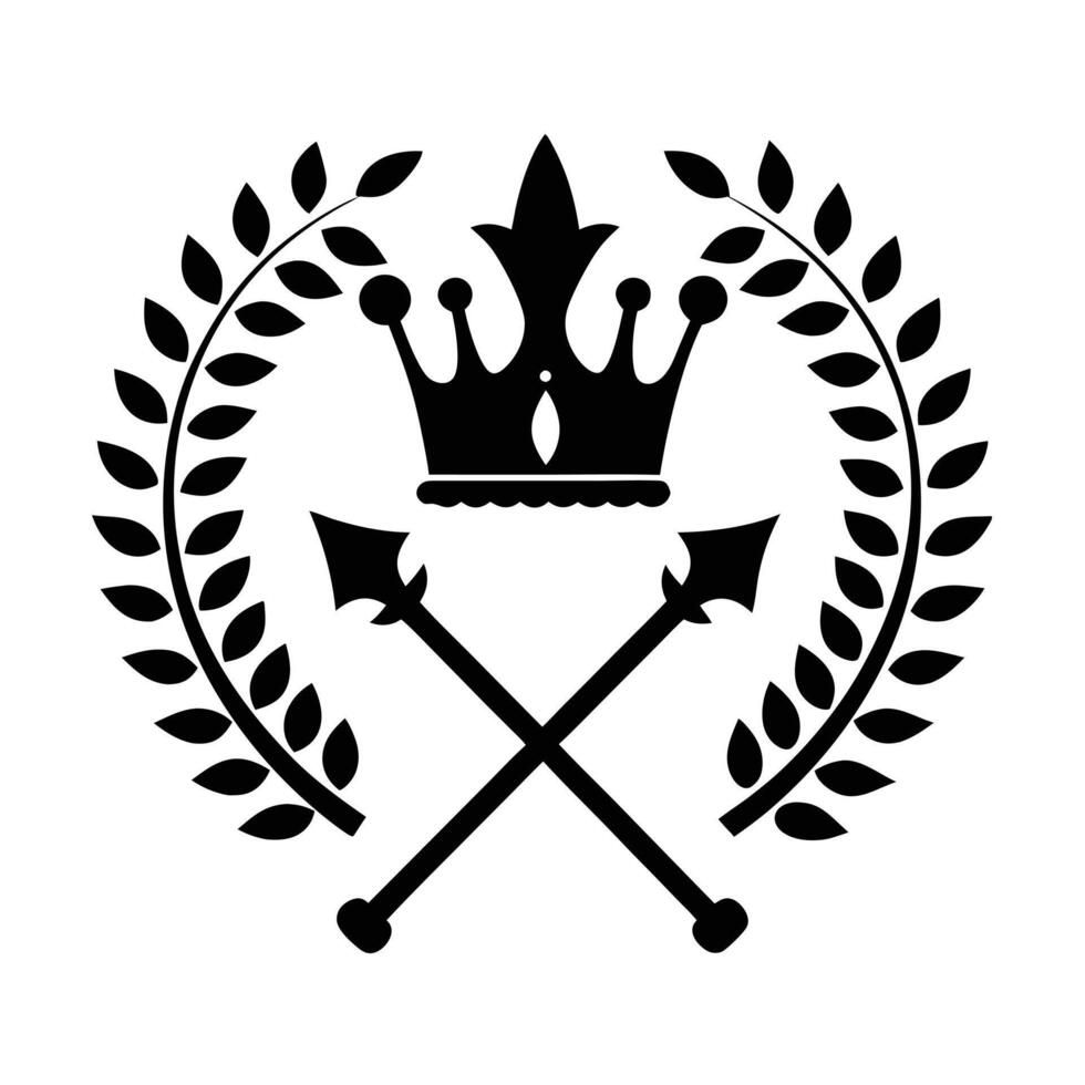 Black and White Laurel Wreath Crown Logo vector