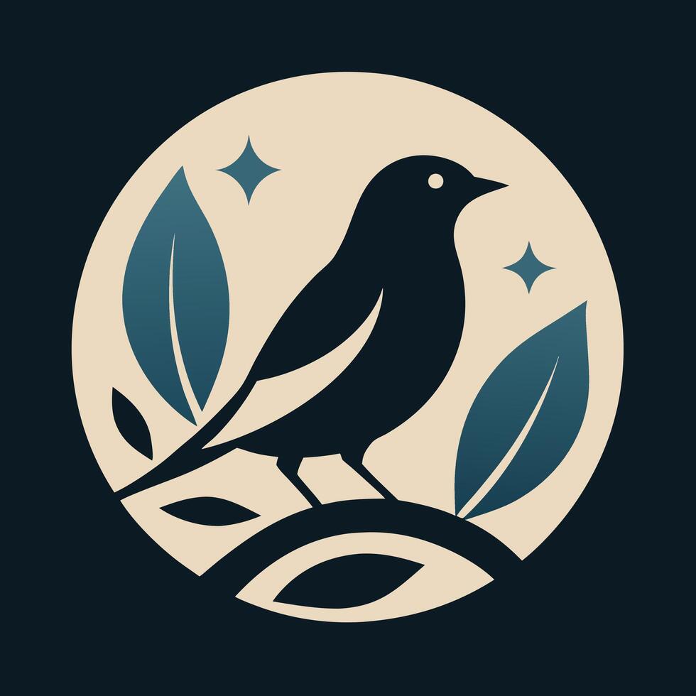 Elegant Black and White Bird Illustration - Vintage and Modern Art vector