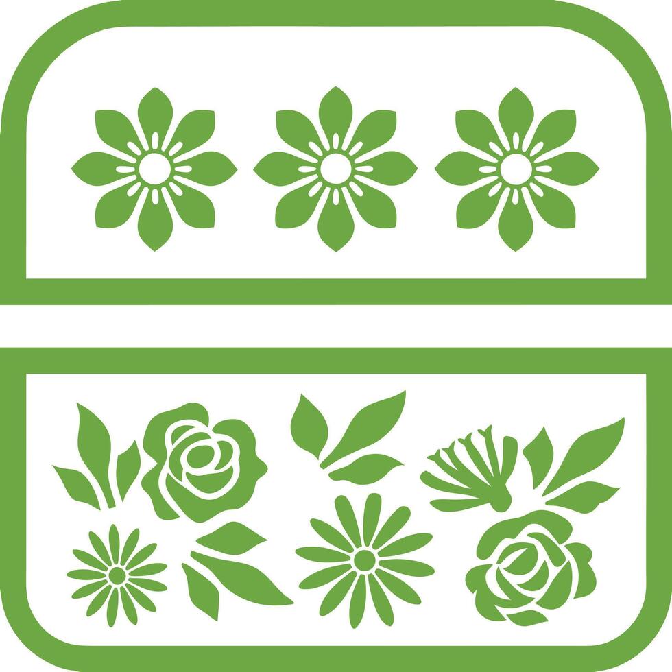 Minimalist Green and White Stylized Flower Silhouette - Modern Art vector