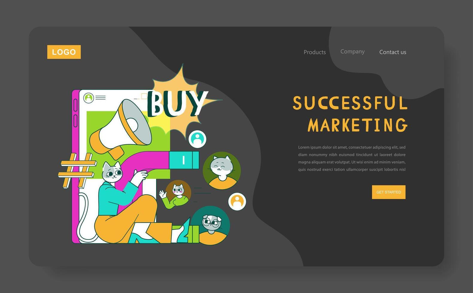 Business Cat. Flat Illustration vector