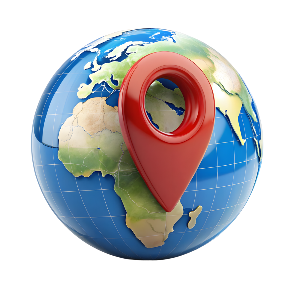 Map pin on globe png