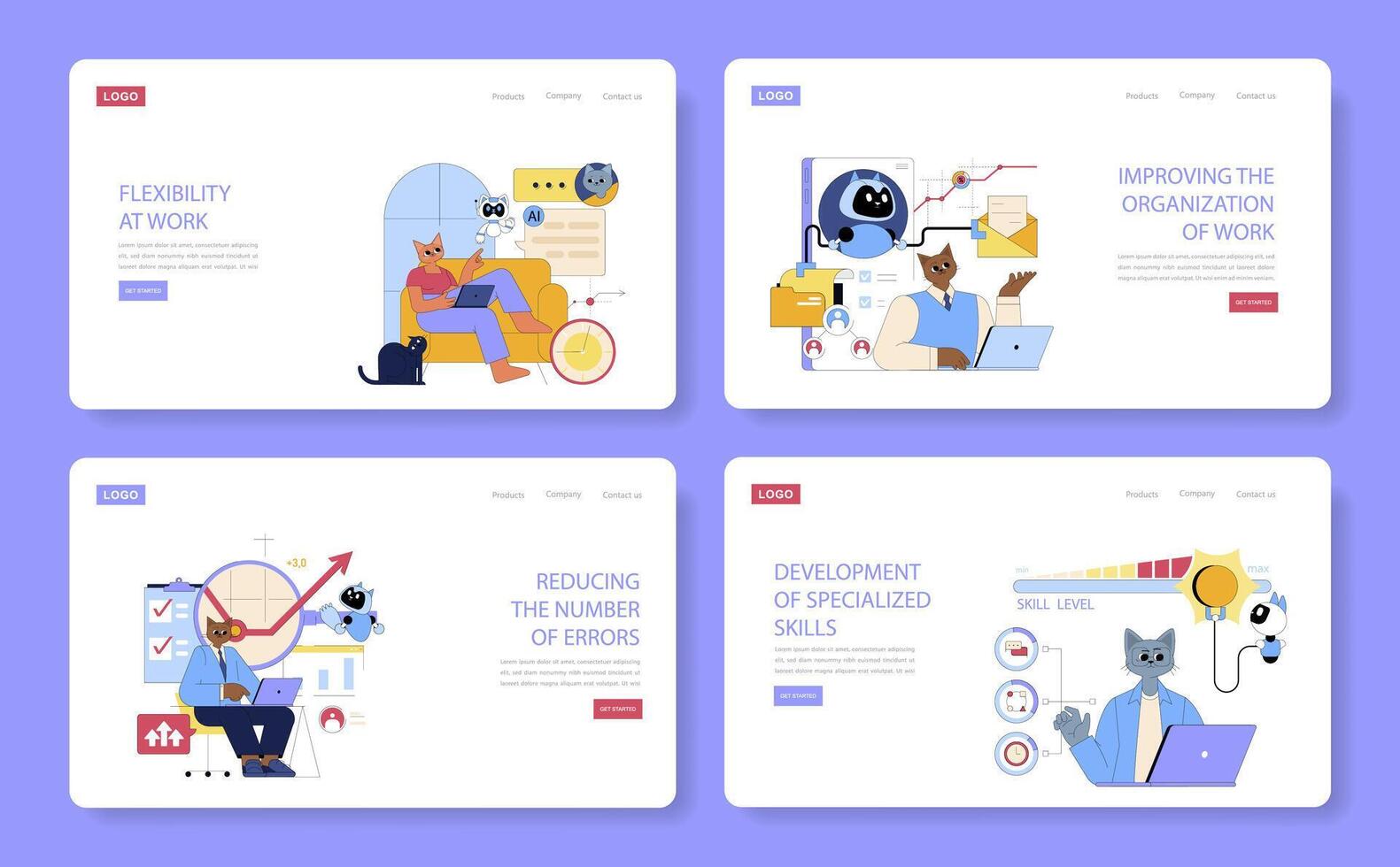 AI Assistant For Work. Flat Illustration vector