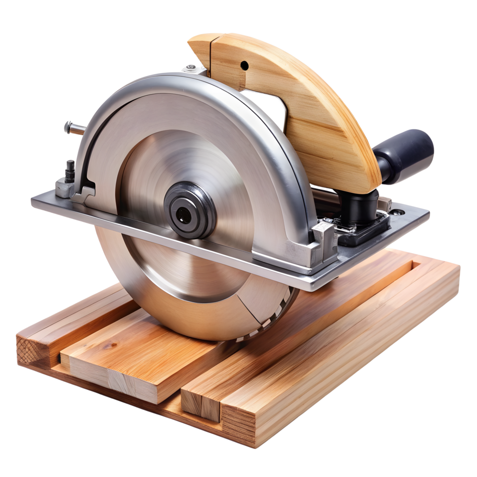 A circular saw on a wooden stand png