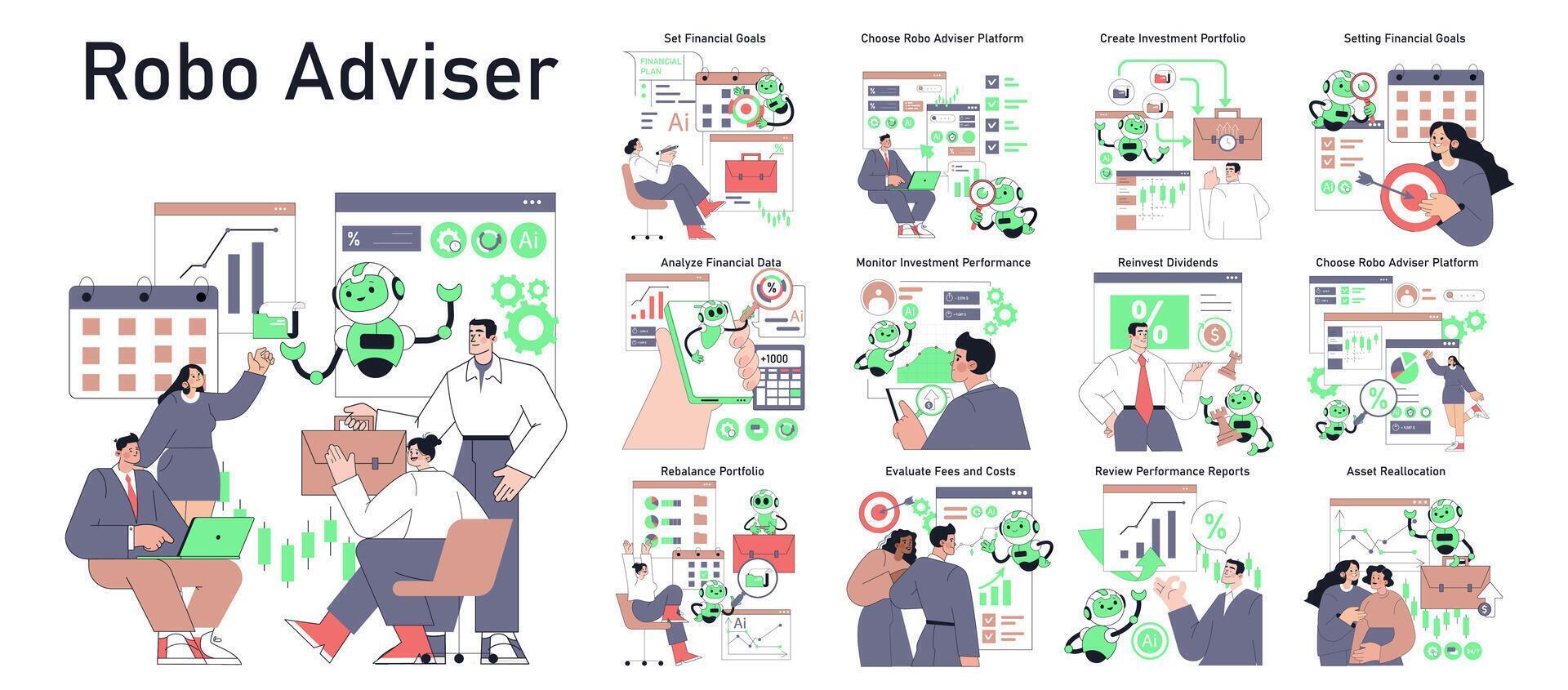 Robot Adviser. Flat Illustration vector