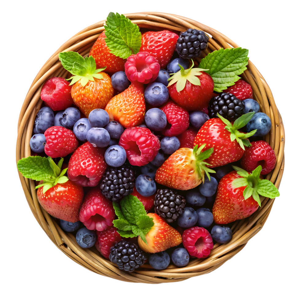 A basket full of berries and other fruits png