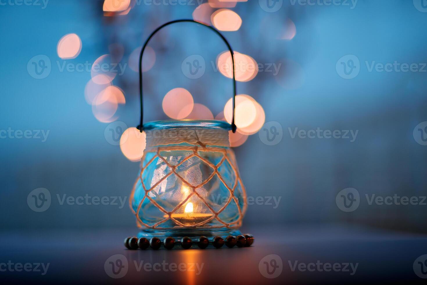 Beautiful and Elegant Glass Lantern Candle photo